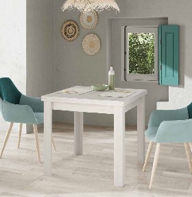 Mesa comedor cuadrada extensible.